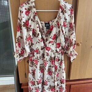 Angie Cream and Red Floral Dress